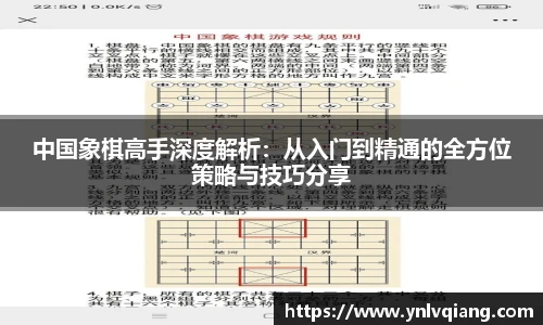 中国象棋高手深度解析：从入门到精通的全方位策略与技巧分享